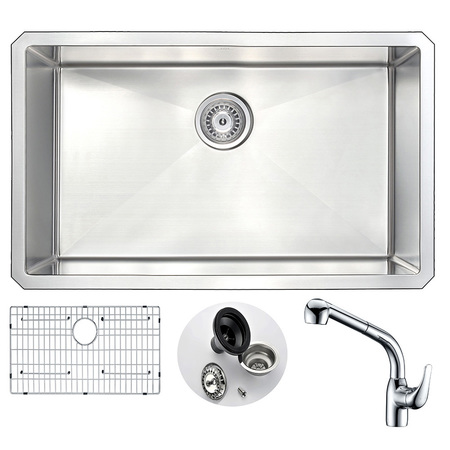 ANZZI Vanguard Undermount 30" Kitchen Sink with Harbour Faucet in Chrome KAZ3018-040